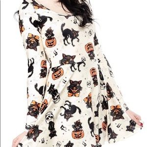 Sourpuss Halloween Black Cats Skater Dress